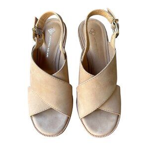 Antonio Melani Parla Sandals Wedge Leather Tan‎ Suede Espadrille Women's 6.5 M